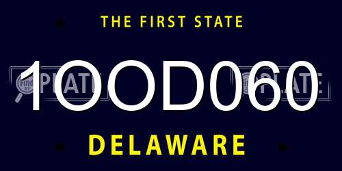 1OOD060 Delaware License Plate