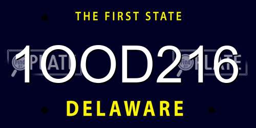 1OOD216 Delaware License Plate