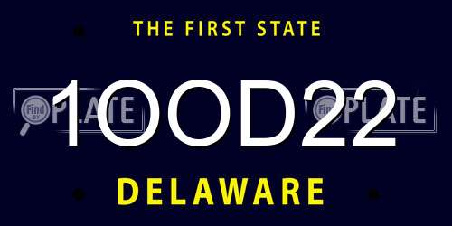 1OOD22 Delaware License Plate