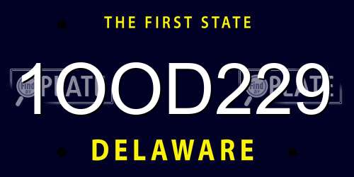 1OOD229 Delaware License Plate