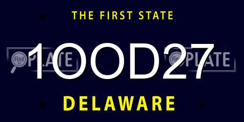 1OOD27 Delaware License Plate