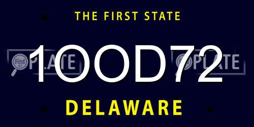 1OOD72 Delaware License Plate