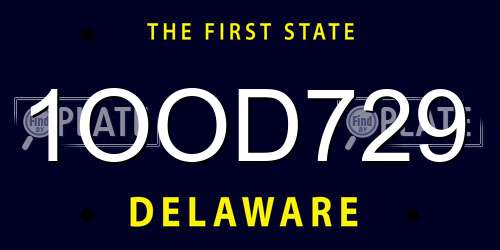 1OOD729 Delaware License Plate