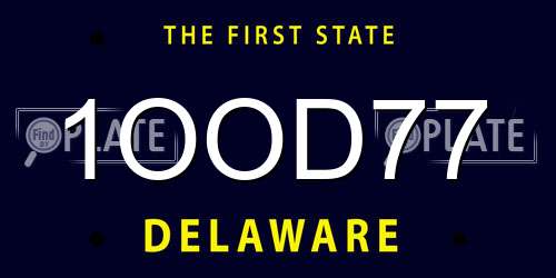1OOD77 Delaware License Plate