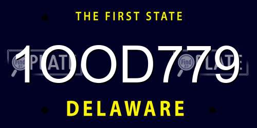 1OOD779 Delaware License Plate