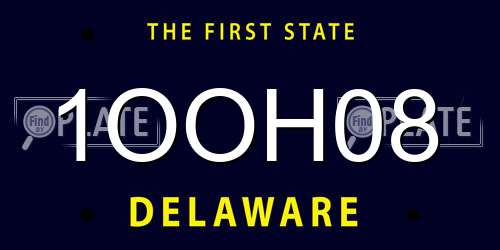 1OOH08 Delaware License Plate