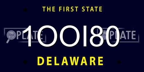 1OOI80 Delaware License Plate