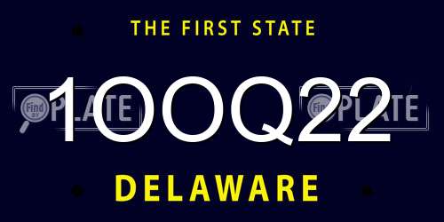 1OOQ22 Delaware License Plate