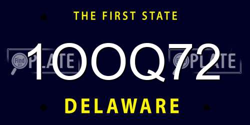 1OOQ72 Delaware License Plate