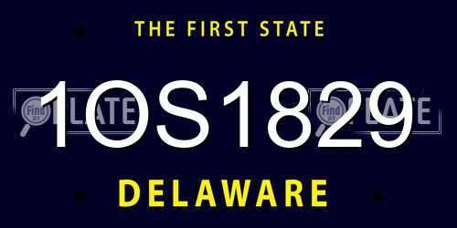 1OS1829 Delaware License Plate