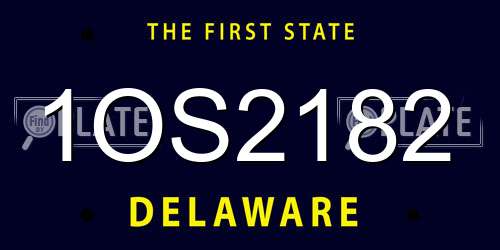 1OS2182 Delaware License Plate