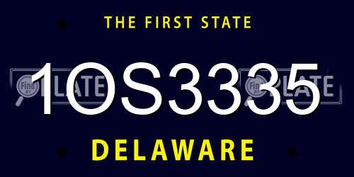 1OS3335 Delaware License Plate