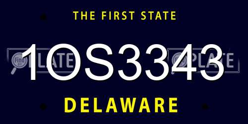 1OS3343 Delaware License Plate