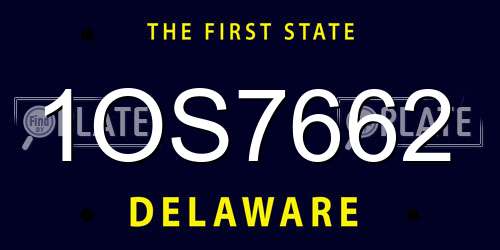 1OS7662 Delaware License Plate