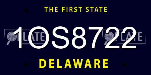 1OS8722 Delaware License Plate