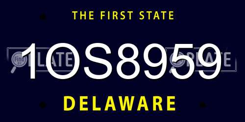 1OS8959 Delaware License Plate