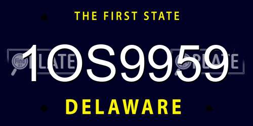 1OS9959 Delaware License Plate