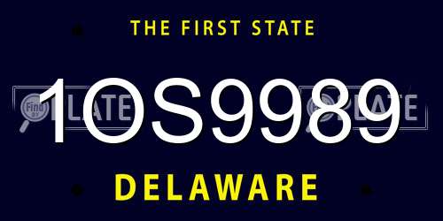 1OS9989 Delaware License Plate