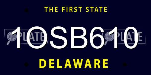1OSB610 Delaware License Plate