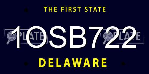 1OSB722 Delaware License Plate