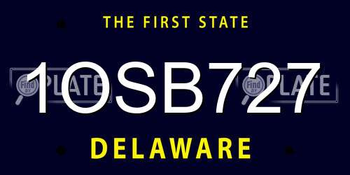 1OSB727 Delaware License Plate