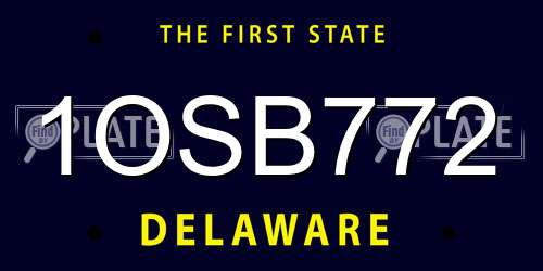 1OSB772 Delaware License Plate