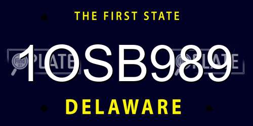 1OSB989 Delaware License Plate