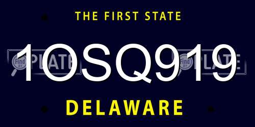 1OSQ919 Delaware License Plate