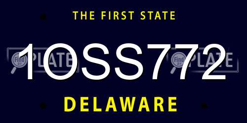 1OSS772 Delaware License Plate