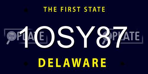 1OSY87 Delaware License Plate