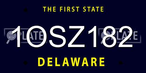1OSZ182 Delaware License Plate