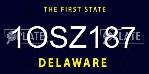 1OSZ187 Delaware License Plate
