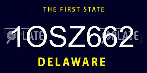 1OSZ662 Delaware License Plate