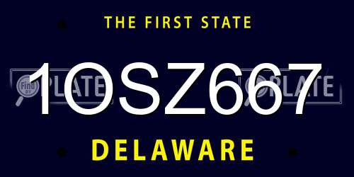 1OSZ667 Delaware License Plate