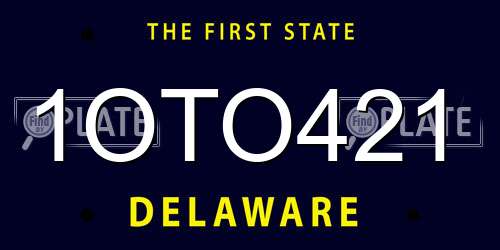 1OTO421 Delaware License Plate