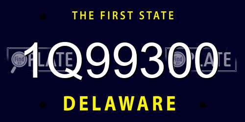 1Q99300 Delaware License Plate