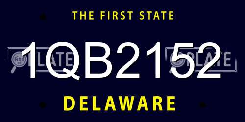 1QB2152 Delaware License Plate