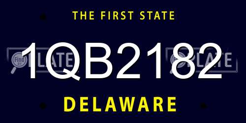 1QB2182 Delaware License Plate