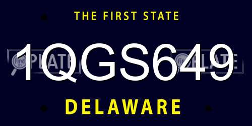 1QGS649 Delaware License Plate