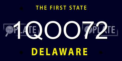 1QOO72 Delaware License Plate