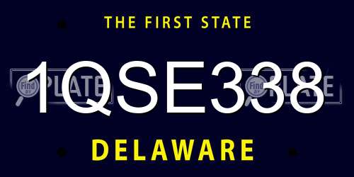 1QSE338 Delaware License Plate