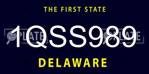 1QSS989 Delaware License Plate