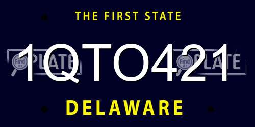 1QTO421 Delaware License Plate