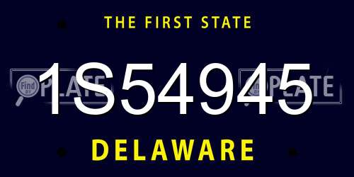 1S54945 Delaware License Plate