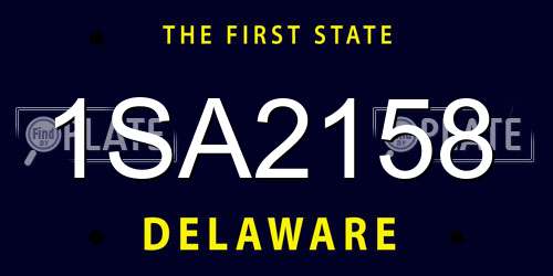 1SA2158 Delaware License Plate