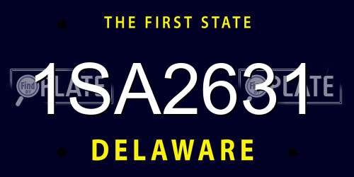 1SA2631 Delaware License Plate