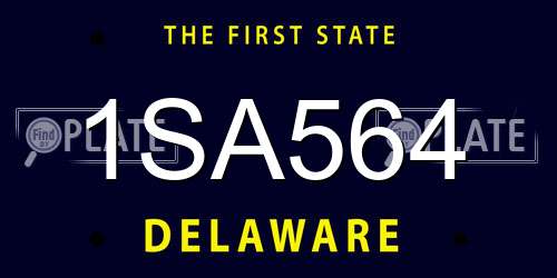 1SA564 Delaware License Plate