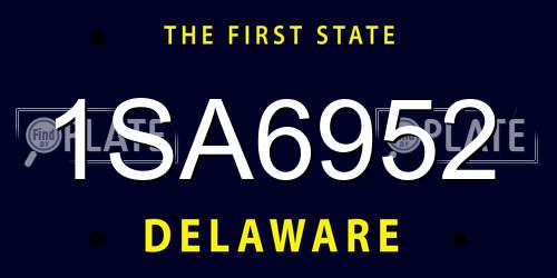 1SA6952 Delaware License Plate