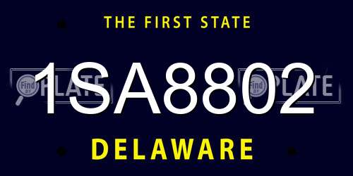 1SA8802 Delaware License Plate