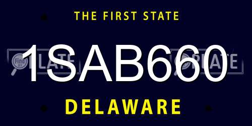 1SAB660 Delaware License Plate